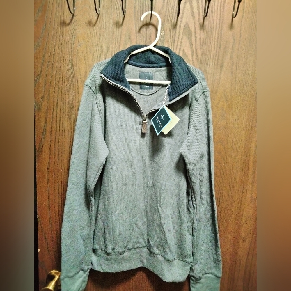 NWT Boy's TailorByrd Gray Ribbed Zip Collar Sweater Top